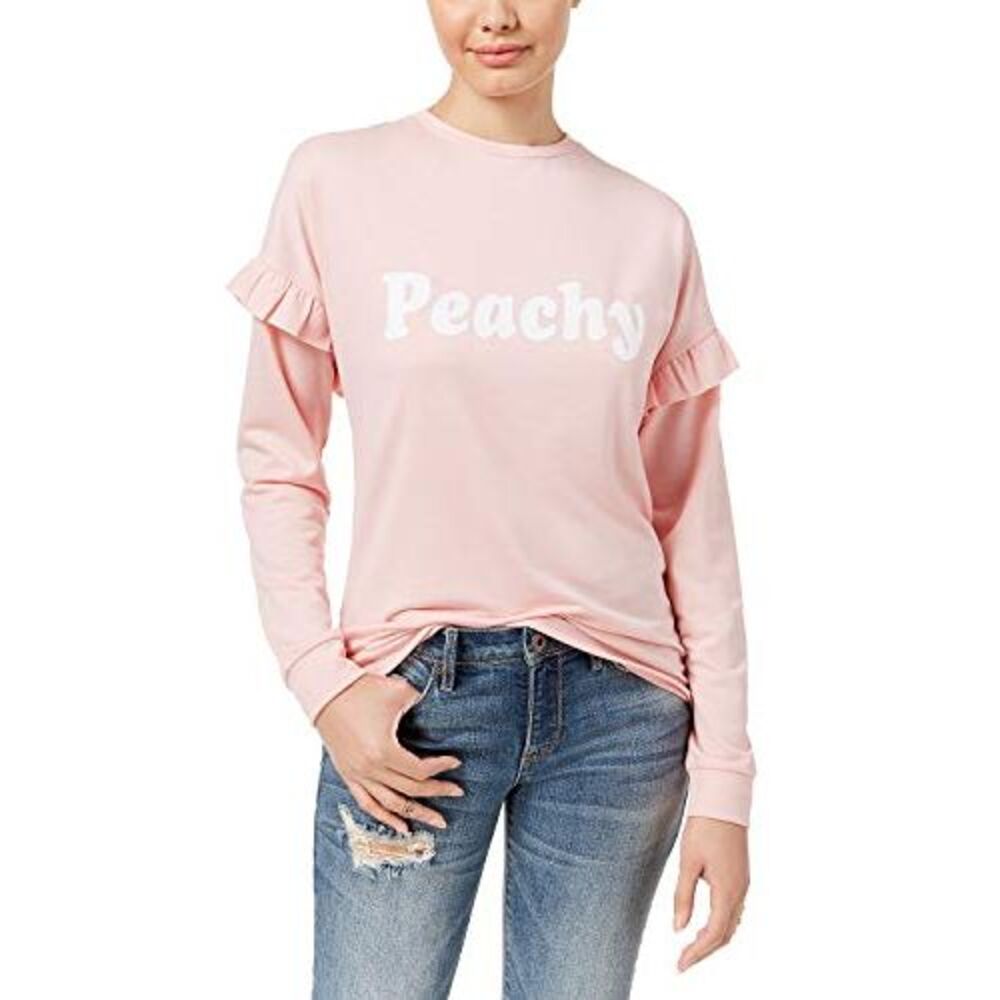 Pretty Rebellious Juniors Peachy Graphic Ruffled Top